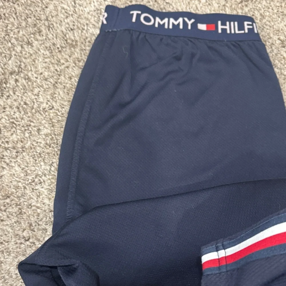 Tommy Hilfiger Men's Athletic Shorts in Navy with Red and White Stripes - Picture 8 of 9
